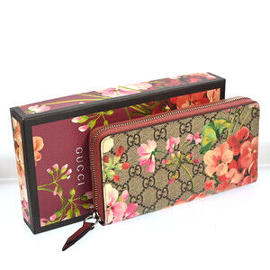 Auth Gucci Blooms Round Zipper Long #198851G34B